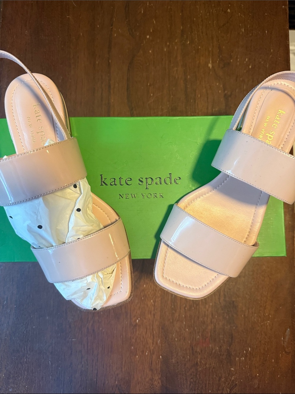 kate spade Blush Double-Strap Patent Leather Slide Sandals